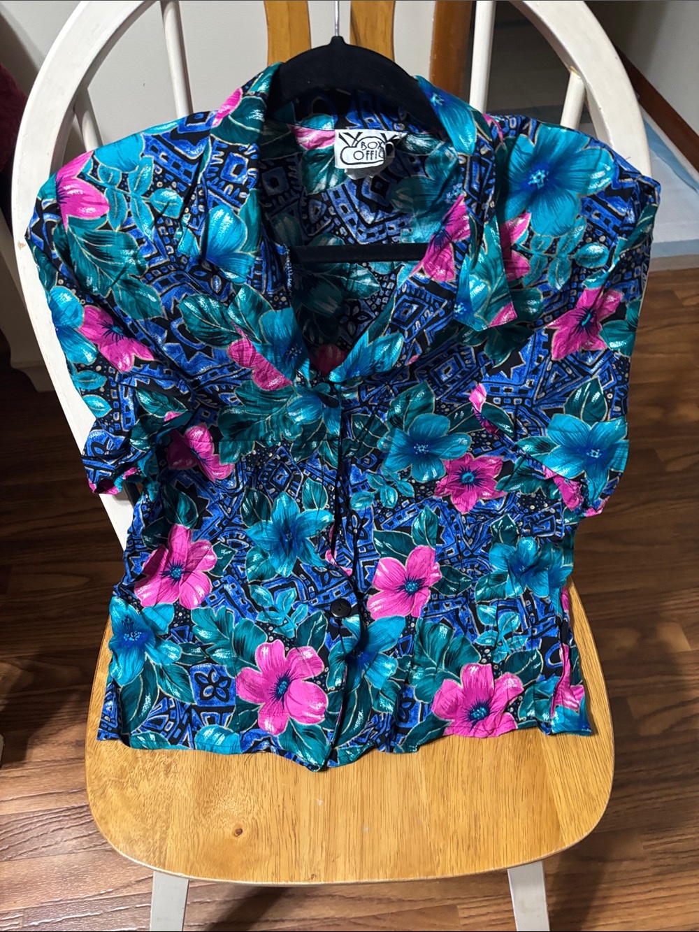 Box Office Blue Floral Button-Front Women’s Top
